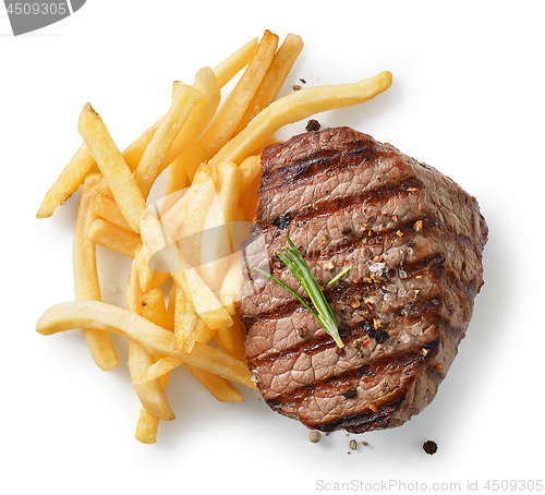 Image of grilled steak and fried potatoes