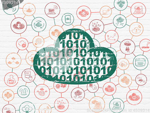 Image of Cloud technology concept: Cloud With Code on wall background