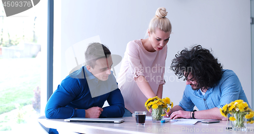 Image of Startup Business Team At A Meeting at modern office building