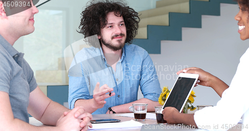 Image of Multiethnic startup business team on meeting