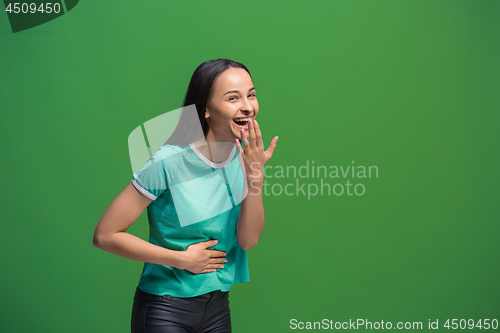 Image of Winning success woman happy ecstatic celebrating being a winner. Dynamic energetic image of female model