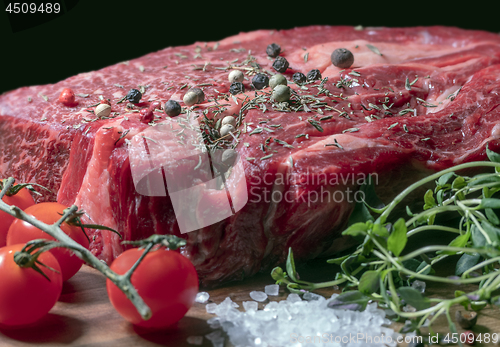 Image of Steak raw. Barbecue Rib Eye Steak, Entrecote