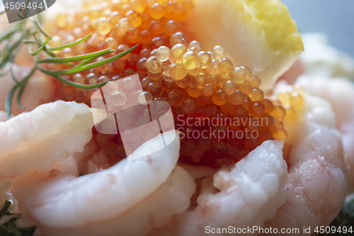 Image of Seafood sandwich with shrimps and roe