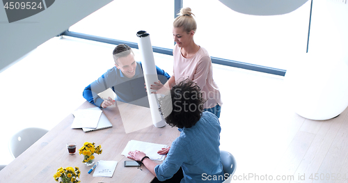 Image of Startup Business Team At A Meeting at modern office building