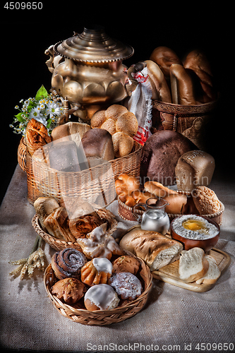Image of Still Life With Bread In Russian National Style