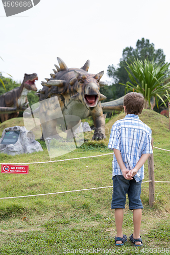 Image of little boy playing in the adventure dino park.