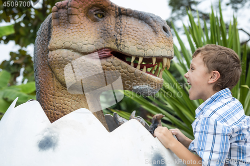 Image of little boy playing in the adventure dino park.