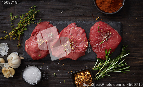 Image of fresh raw beaf steak meat