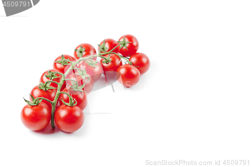 Image of Fresh organic cherry tomatoes bunch isolated on white background