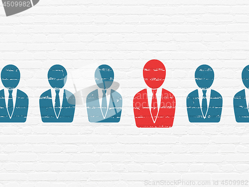 Image of Finance concept: business man icon on wall background