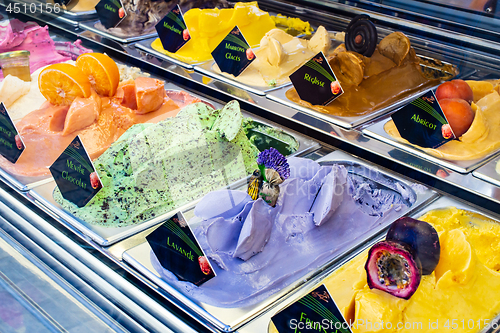 Image of Flavors of ice cream in store