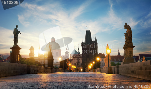 Image of Bridge in Prague at dawn