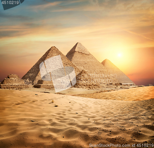 Image of Pyramids in sand