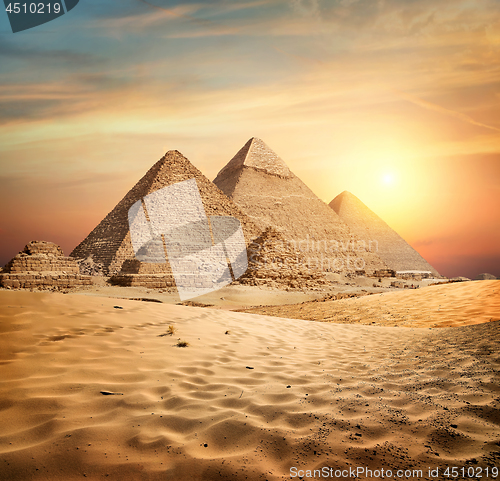 Image of Pyramids in sand