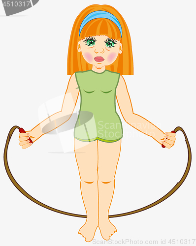 Image of Girl teenager with jump rope in hand