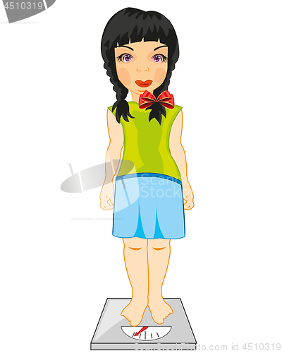 Image of Girl teenager measures its weight on weight