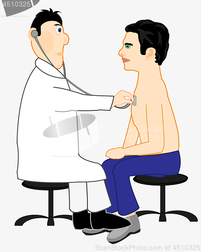 Image of Doctor hears patient by medical instrument stethoscope