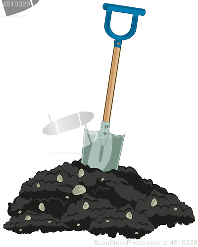 Image of Vector illustration worker tools shovel and heap of the land