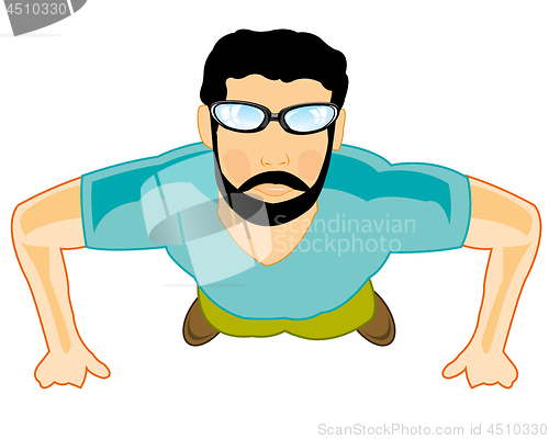 Image of Vector illustration young men doing power exercise