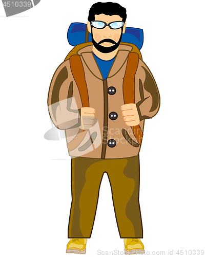 Image of Young person traveler on white background is insulated