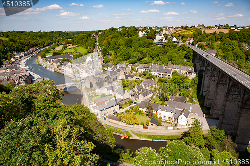 Image of Dinan and the Rance river, aerial view