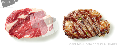 Image of grilled steak on white background