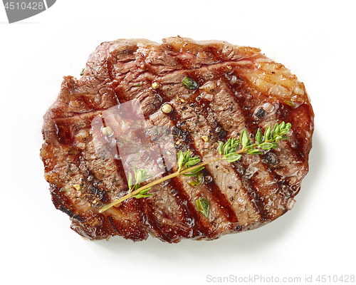 Image of grilled steak on white background