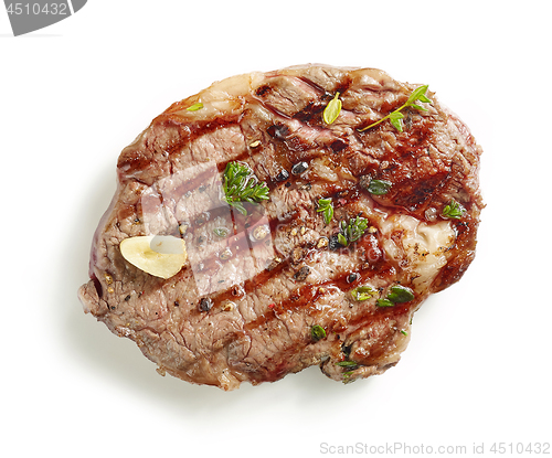 Image of grilled steak on white background