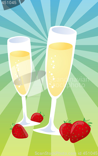 Image of Champagne and strawberries illustration