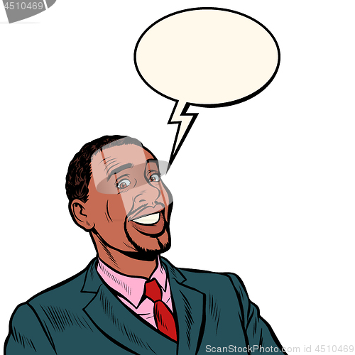 Image of happy african businessman smiling