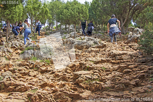 Image of Apparition hill Podbrdo overlooking the village of Medjugorje in