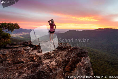 Image of Female watching the sunset after a long day hiking in Blue Mountains