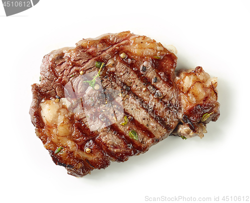 Image of grilled steak on white background