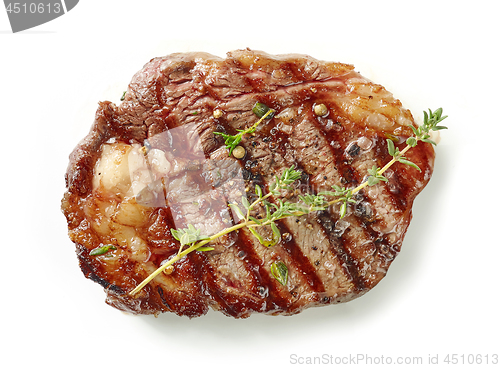 Image of grilled steak on white background