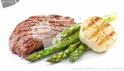 Image of grilled beef fillet steak and vegetables