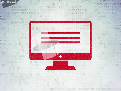 Image of Web development concept: Monitor on Digital Data Paper background