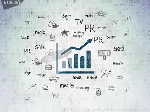 Image of Marketing concept: Growth Graph on Digital Data Paper background