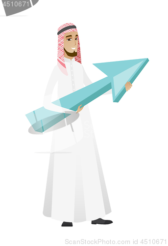 Image of Muslim businessman with growth graph.