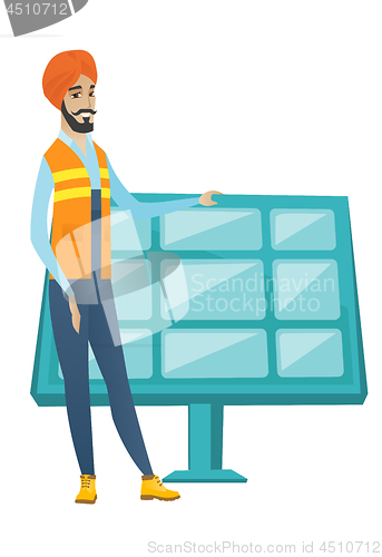 Image of Young hindu worker of solar power plant.