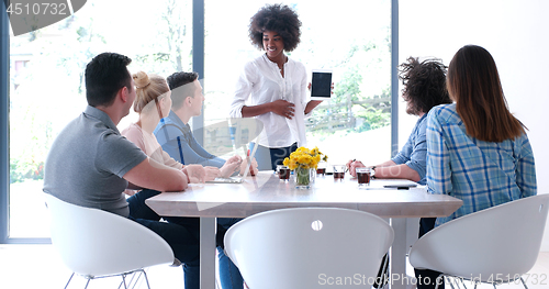 Image of Multiethnic startup business team on meeting
