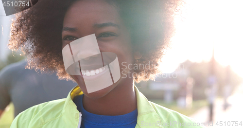 Image of Portrait of multiethnic group of young people on the jogging