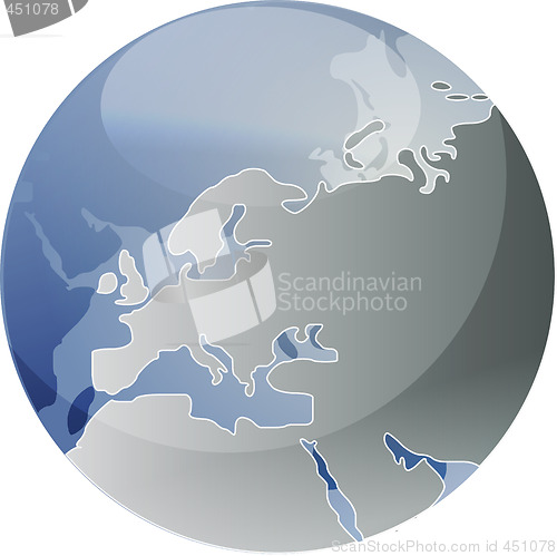 Image of Map of Eurpe on globe  illustration