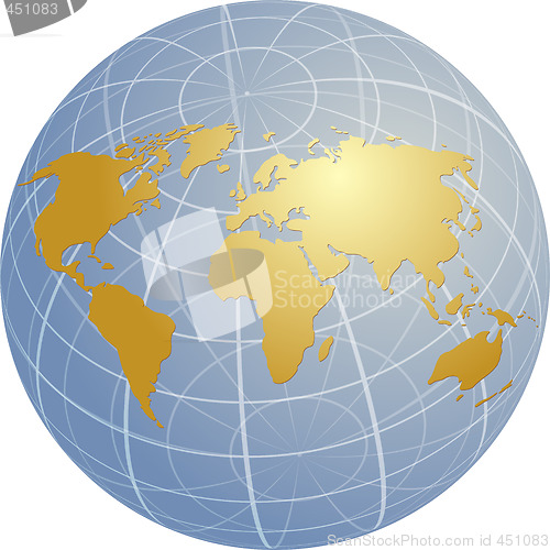 Image of Map of the world illustration on globe grid