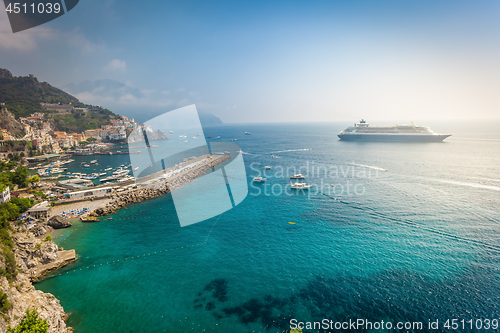 Image of Amalfitan coast with cruise liner