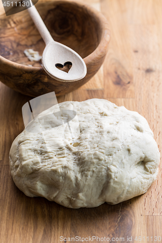 Image of Fresh yeast dough for bread, pizza and baguettes