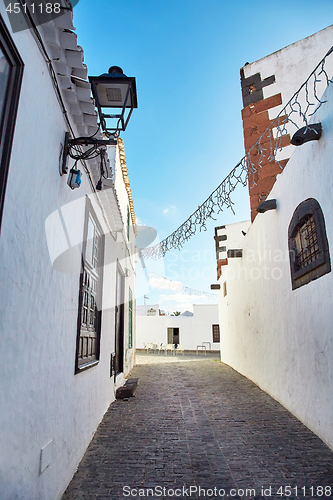 Image of street view of Teguise town in Lanzarote Island, Spain