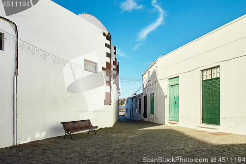 Image of street view of Teguise town in Lanzarote Island, Spain