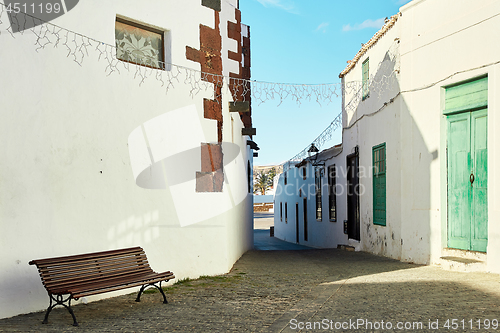 Image of street view of Teguise town in Lanzarote Island, Spain