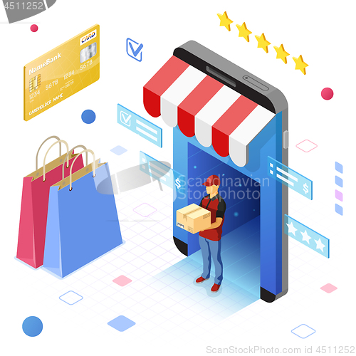 Image of Online Internet Shopping Delivery Isometric Concept