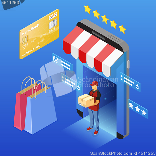 Image of Online Internet Shopping Delivery Isometric Concept